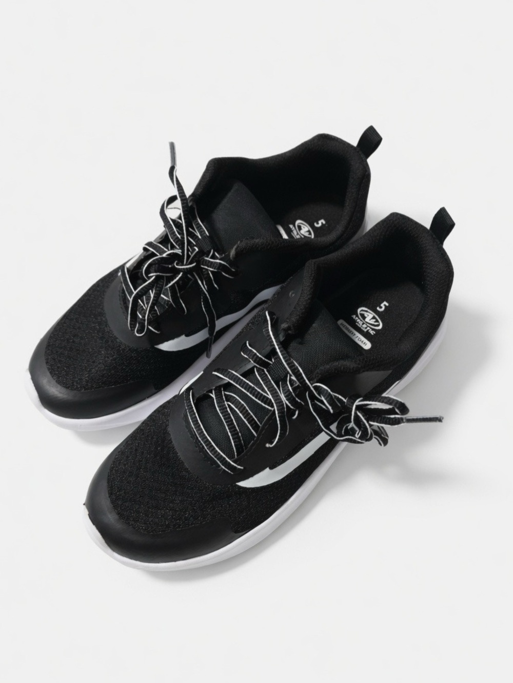 Athletic Works Black Mesh Sneakers with White Accent